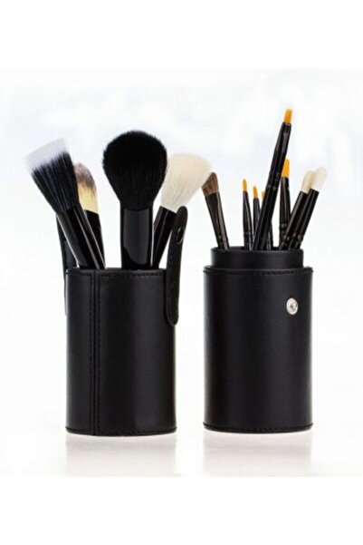 de Set of 12 Professional Makeup Brushes with Stand, Black