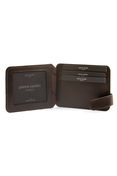 Pierre Cardin Brown Analin Unisex Leather Card Holder 0777K8N