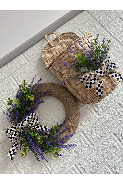 Marrone زينة باب على شكل زهرة اللافندر وحامل صندوق بريد للصحف