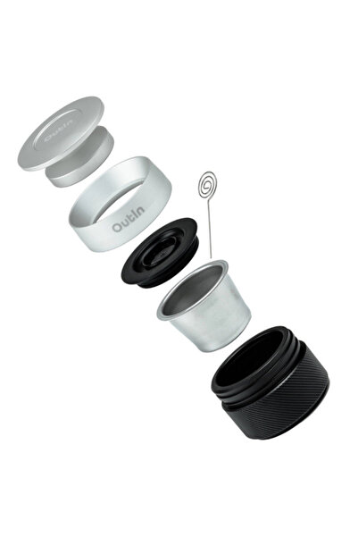 Outin Set of 5 Nano Basket Plus double espresso accessories, Stainless steel, BPA free, Black