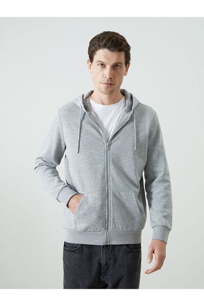 LC Waikiki LCWAIKIKI Basic Kapüşonlu Uzun Kollu Erkek Fermuarlı Sweatshirt