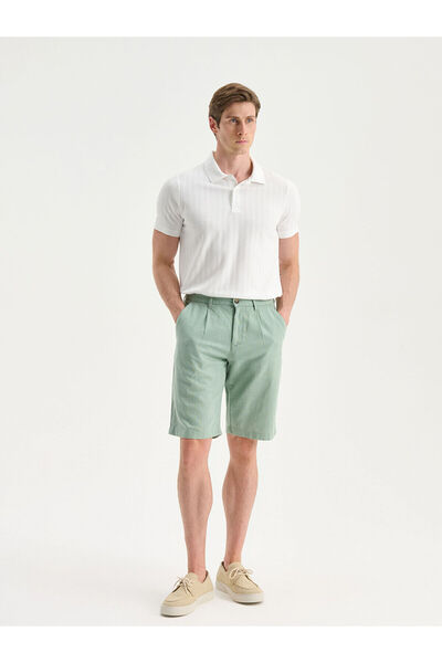 LC Waikiki Green Standard Fit Dobby Men's Shorts