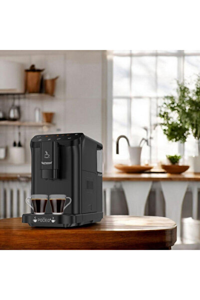 Techwood Espressor TCA-1315AEX, 1350W, 15bar, 1.5l, 4 funcții, Touch, Râșniță, 15 setări, Negru
