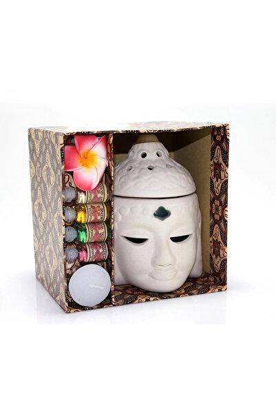 Epilons Ceramic buddha bust incense burner set no:03