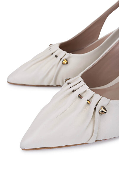 Tamer Tanca Women's Genuine Leather Beige Ballerina Shoes