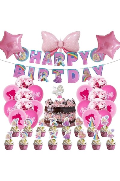 DELPI Set baloane și accesorii de petrecere cu tematică Barbie, 39 de piese, roz