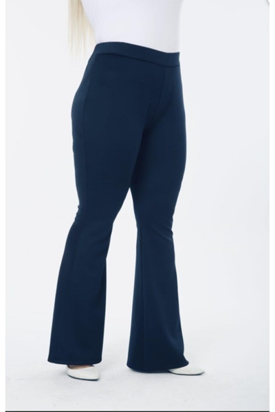 Livik Plus Size Women's High Waist Spanish Leggings with Leg Shaping and Diving Fabric Trousers Navy Blue Color