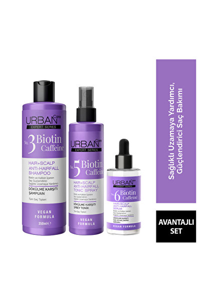 Urban Care Expert Biotin ve Kafein Dökülme Karşıtı Şampuan&Tonik&Serum Set-vegan