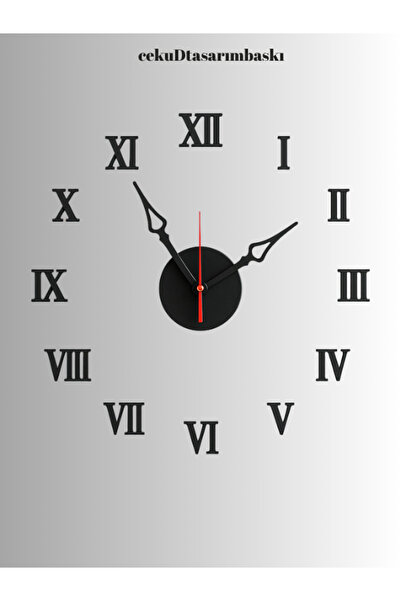cekud tasarım baskı Yapışkanlı Dekoratif Büyük Duvar Saati Roma Rakamlı
