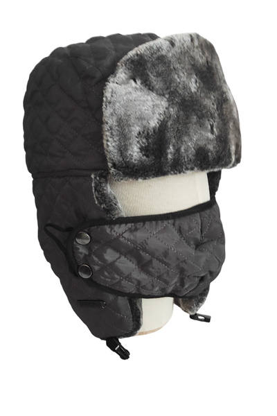 WINNERS Sibirya Kürklü Kapitone Pilot Ithal Gri Şapka