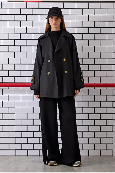 HEQA Trench cu croială dublă, negru