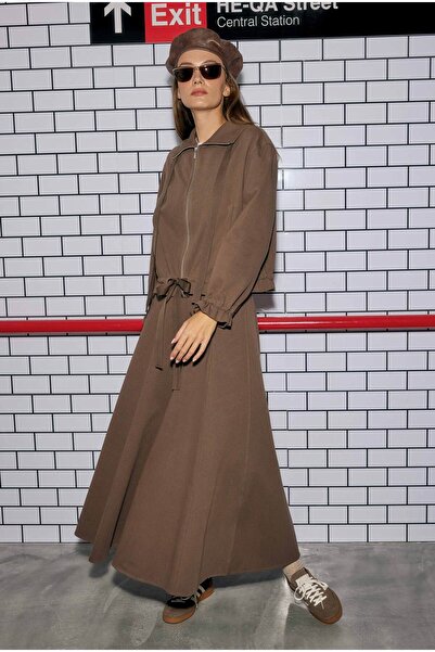 HEQA Parçalı Helen Etek Tozlu Kahve