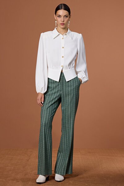 UPGRADE Çizgili Pantolon Yeşil