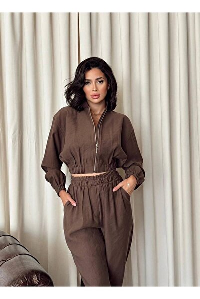 MİSSCİXFASHİON Γυναικείο Σετ με ελαστικό παντελόνι με ψηλή μέση & μπουφάν με ...