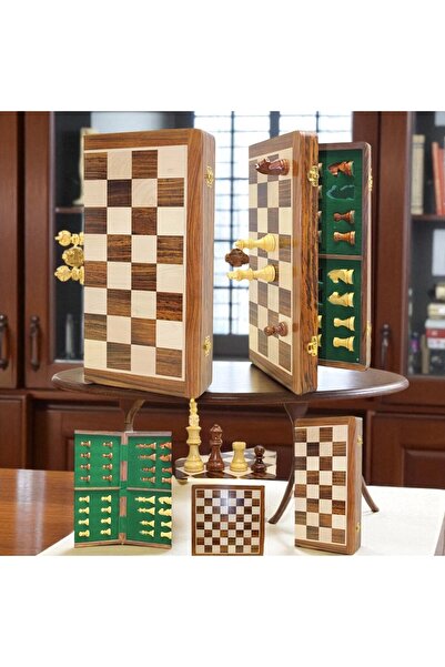 Kuzey Tacı لعبة شطرنج خشبية قابلة للطي بتصميم خاص مع أحجار مغناطيسية، 40 سم، ...