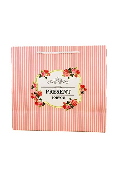Generic Large Decorative Gift Bag – 30x27x12 cm, Floral Frame Design, Present for You (12 pieces)