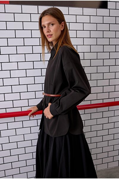 HEQA Çift Fleto Cepli Gömlek Siyah