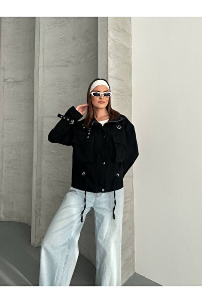 ZF BUTİK Gabardine Zippered Drawstring Jacket