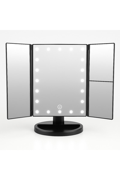 LEIHMANN Triple extendable cosmetic mirror with LED and touch button