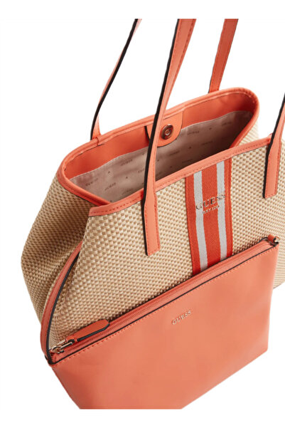 Guess Women's Urban Bag Vikky Tote Beige Orange Detail Capacious
