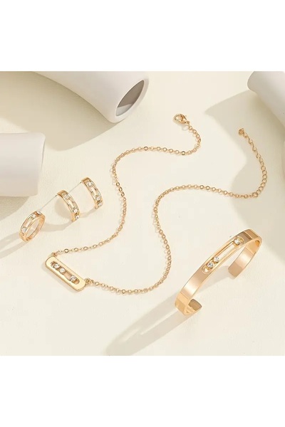 Ayzen 5-Piece Minimalist Jewelry Set Necklace Earrings Bracelet Ring