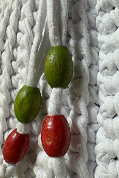 Uretti - Emine 9106 Hand Knitted Straw-Looking Combed Cotton Fabric Shoulder Bag - 26 X 19