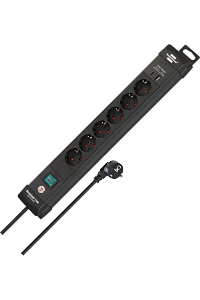 Brennenstuhl Premium-Line Serisi 6 Soketli USB-C 30W ve USB 18W Şarj Destekli...
