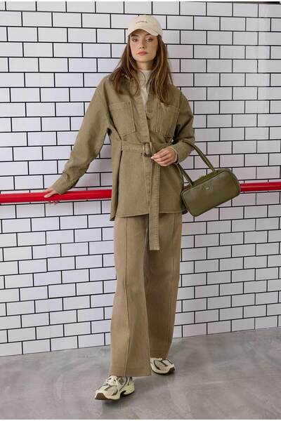 HEQA Дънки с колан, бежови