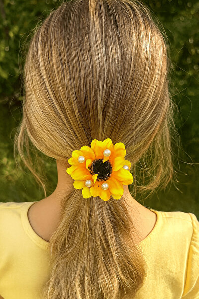 TAKIŞTIR Yellow Color Flower Figured Rubber Buckle
