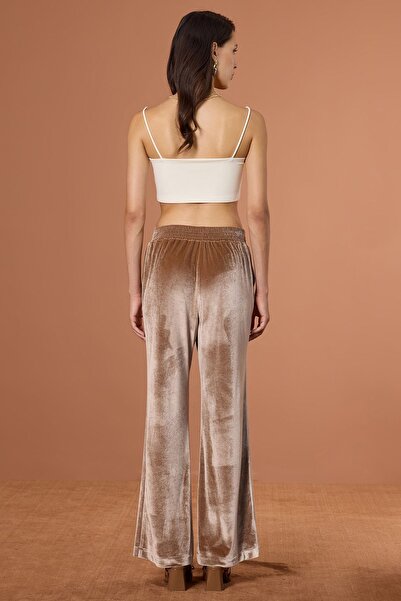 UPGRADE Nervürlü Kadife Pantolon Vizon