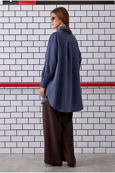 HEQA Reglan Kol Basic Gömlek Kot Mavi