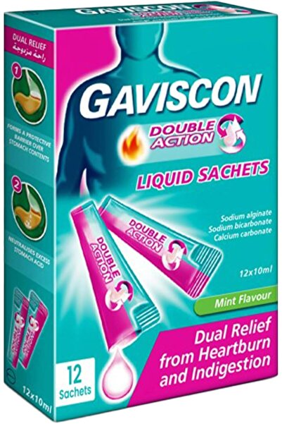Gaviscon Double Action Peppermint Liquid Sachets, 10ml x 12 Sachets