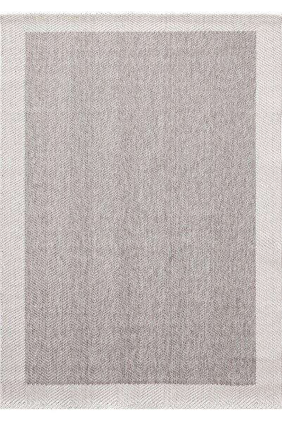 Viviana Home Doğal Görünümlü, Kolay Temizlenen Hasır Desen Gri-Beyaz Sisal Ma...