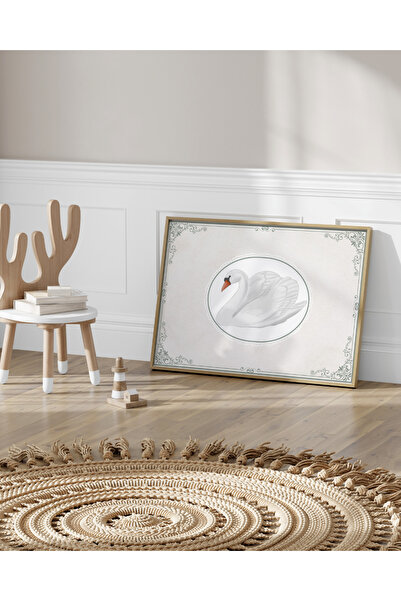 fuart.co Vintage Kuğu Yatay Dijital Baskı Poster (Çerçevesiz)