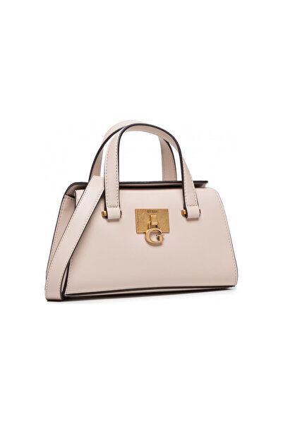 Guess Mini Handbag Women's Satchel Beige Small Tote Bag Chest Large Logo