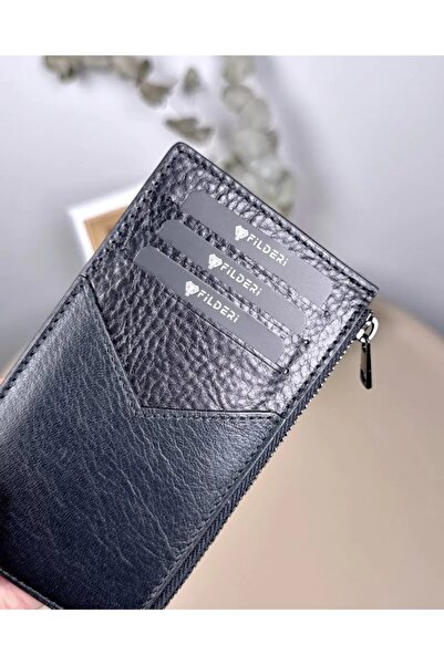 Fil Deri Genuine Leather Zippered Card Holder with Coin Compartment 2117