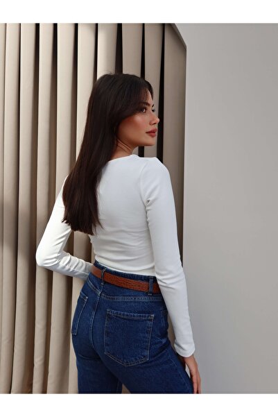 ESRAHELVACI Μπλούζα με μακρύ μανίκι με λεπτομέρεια με κορδόνι στο λαιμό