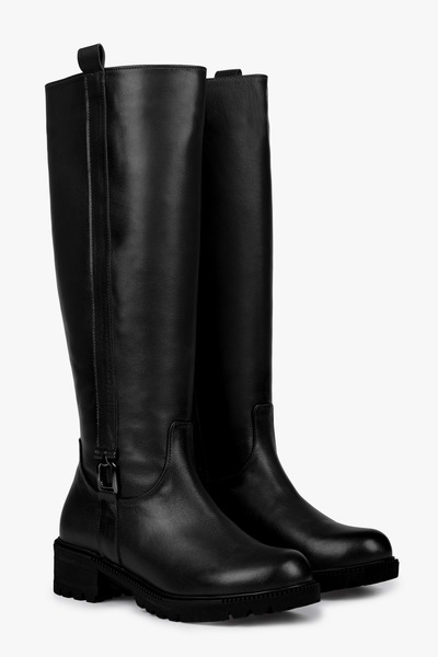 Shoeberry Women's Frost Black Genuine Leather Boots