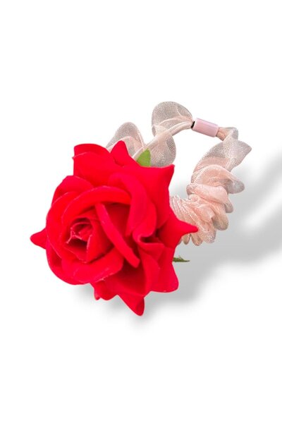 TAKIŞTIR مشبك مطاطي على شكل وردة باللون الأحمر