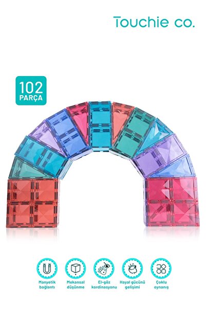 Touchie Co . Mıknatıslı manyetik 102 parça yapı blokları seti