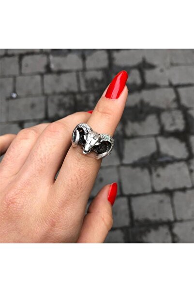 Köstebek Baphomet Face Adjustable Ring