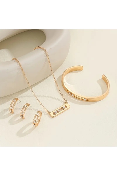 Ayzen 5-Piece Minimalist Jewelry Set Necklace Earrings Bracelet Ring