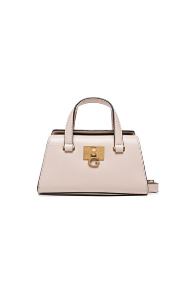 Guess Mini Handbag Women's Satchel Beige Small Tote Bag Chest Large Logo