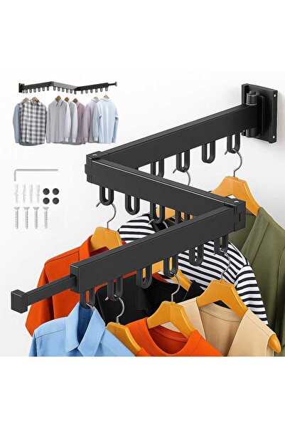 MARYALEX Suport pentru umerase, haine, stender, spatiu organziat, usor de montat, pliabil, 3 segmente, 127 cm