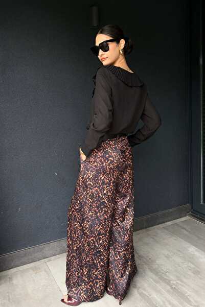 FABB Leopar Desenli Kemerli Pantolon