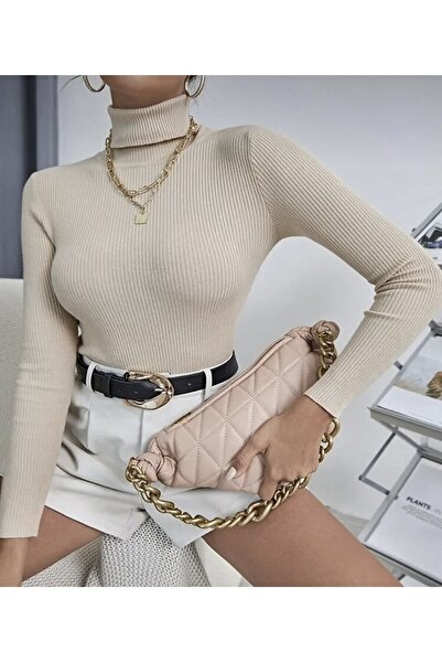 THE OB DESİGN STUDIO Women's High-Necked Fisherman Knit Sweater