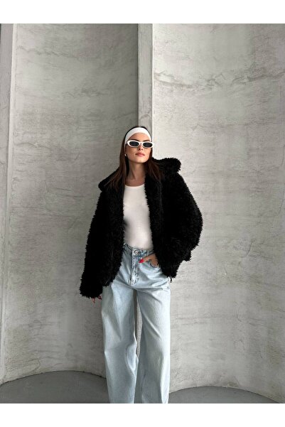 ZF BUTİK Zippered Curly Fur Coat