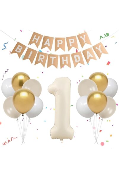 DELPI Set Baloane si Decoratiuni pentru Aniversare 1 an, Latex si Folie, 27 p...