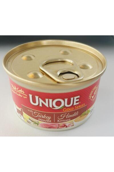 Unique Gold Series Mousse Kıyılmış Hindili Tahılsız Kedi Konservesi 85 Gr X 6 Adet uniqhindi6