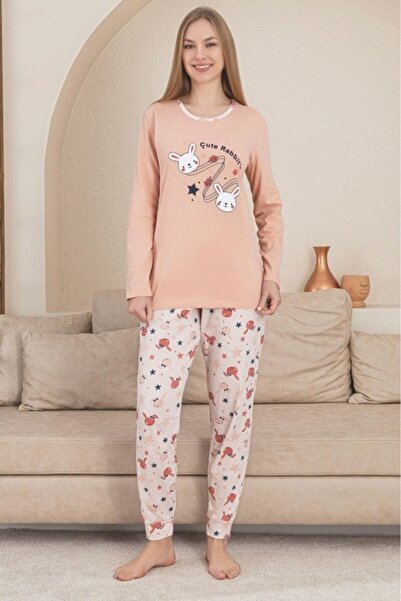 embody Pijamale confortabile din bumbac pentru femei, set cu bluză și pantalo...